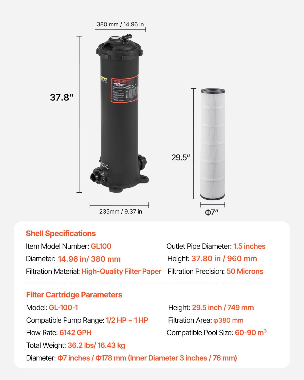 VEVOR 2026 Pro pool filter in-use water shows clear, inviting pool result.