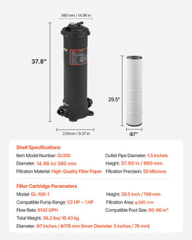 VEVOR 2026 Pro pool filter in-use water shows clear, inviting pool result.