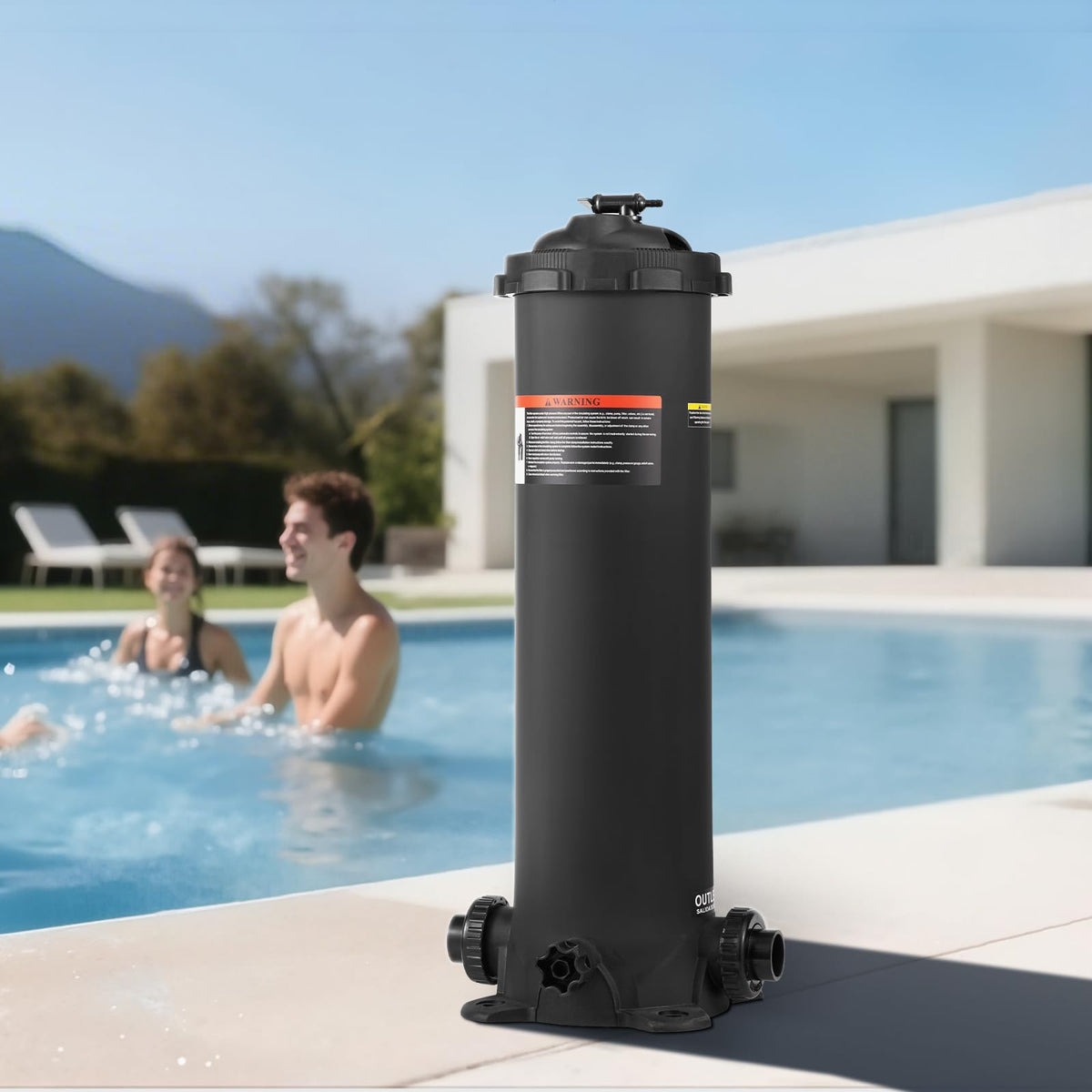 VEVOR 2026 Pro pool filter outdoor setup with above-ground pool compatibility.