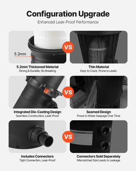 VEVOR 2026 Pro Pool Filter System connection pipes illustrate included fittings for quick installation.