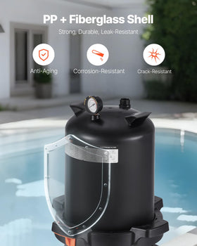 VEVOR 2026 Pro Pool Filter System top cover emphasizes easy access and maintenance.