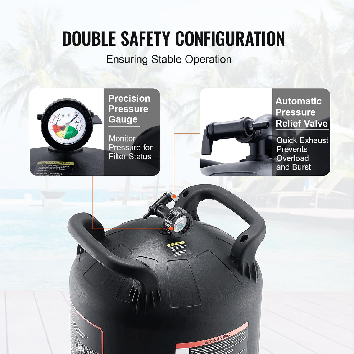 VEVOR 2026 Pro top-mounted pressure relief valve for safety.