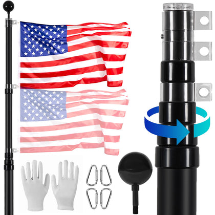 VEVOR 20ft telescoping flag pole kit fully extended for ground display.