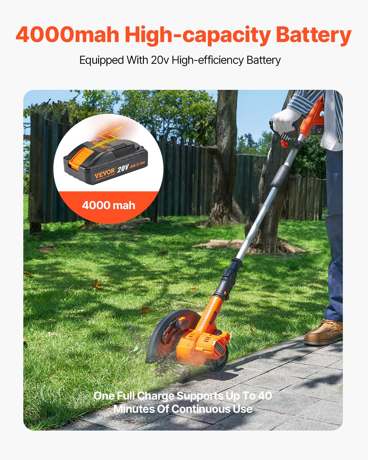 VEVOR 20V battery-powered edger for cordless trimming.