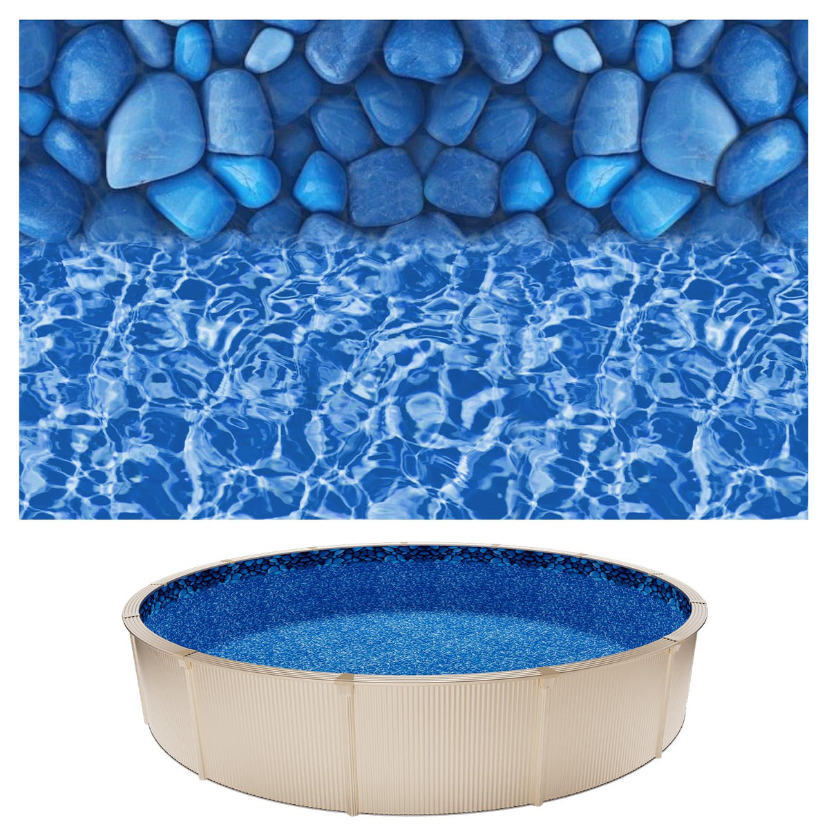 VEVOR 24 ft round pool liner demonstrating wrinkle-free overlap for a clean installation.
