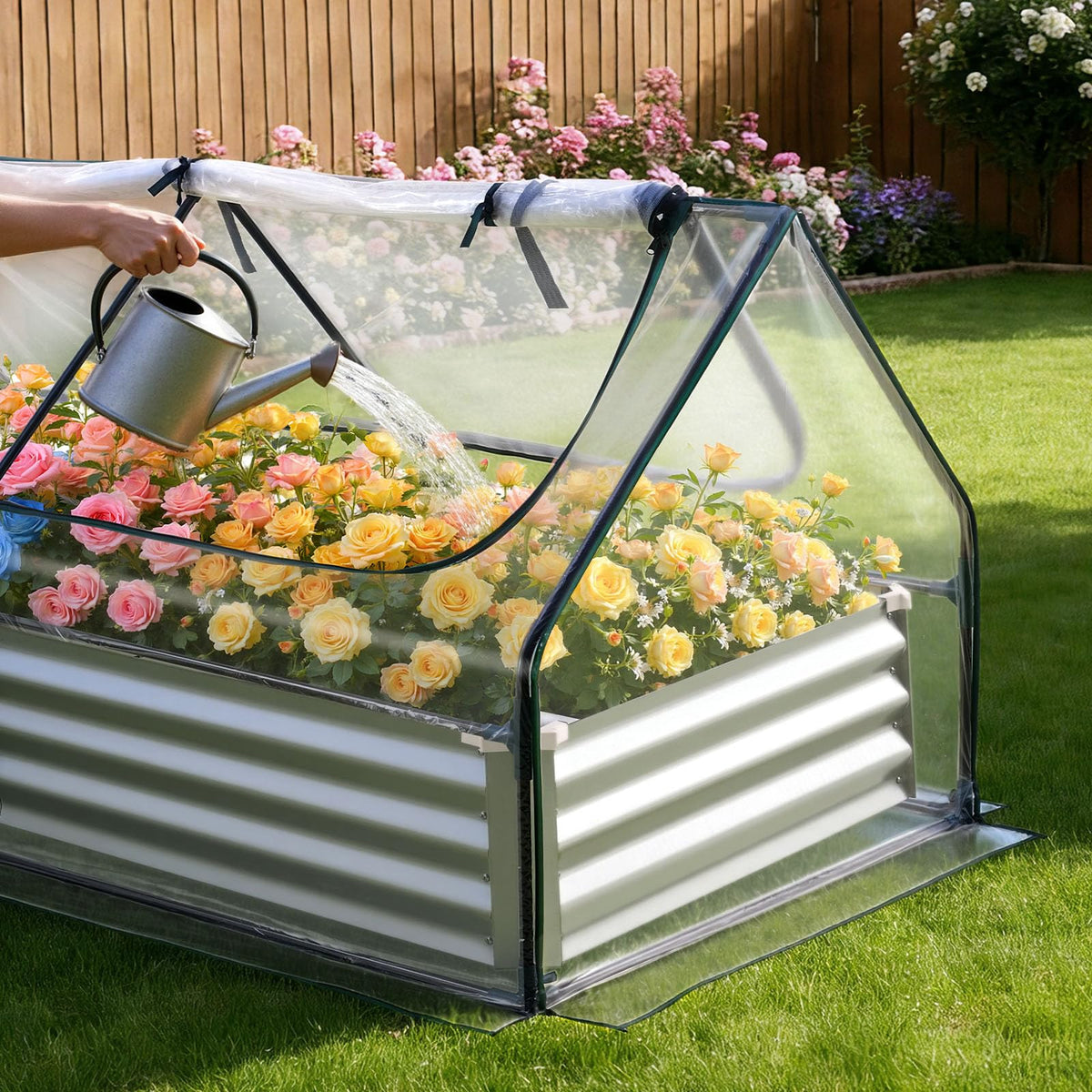 VEVOR 3-in-1 garden bed system shown in multiple configurations