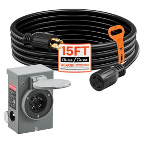 VEVOR 30A generator cord with L14-30P plug for reliable outdoor power.