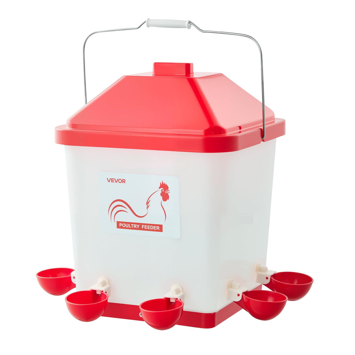 VEVOR 5-gallon waterer with 6 ports for reliable flock hydration.