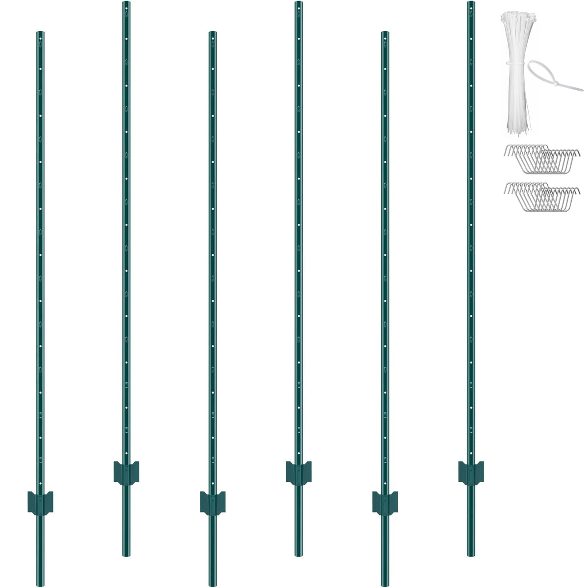 VEVOR 6 ft U-channel post, front view, ideal for durable garden fencing.