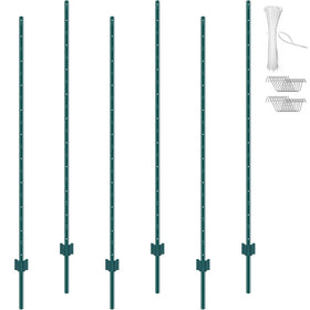 VEVOR 6 ft U-channel post, front view, ideal for durable garden fencing.
