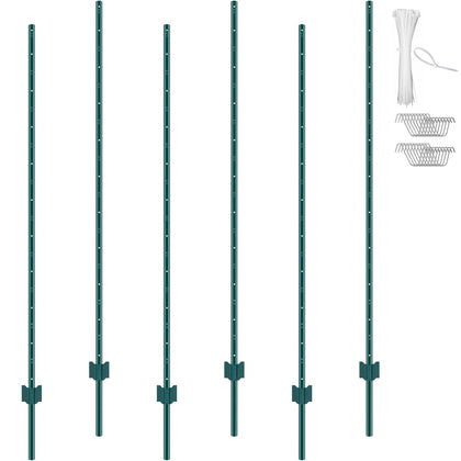 VEVOR 6 ft U-channel post, front view, ideal for durable garden fencing.