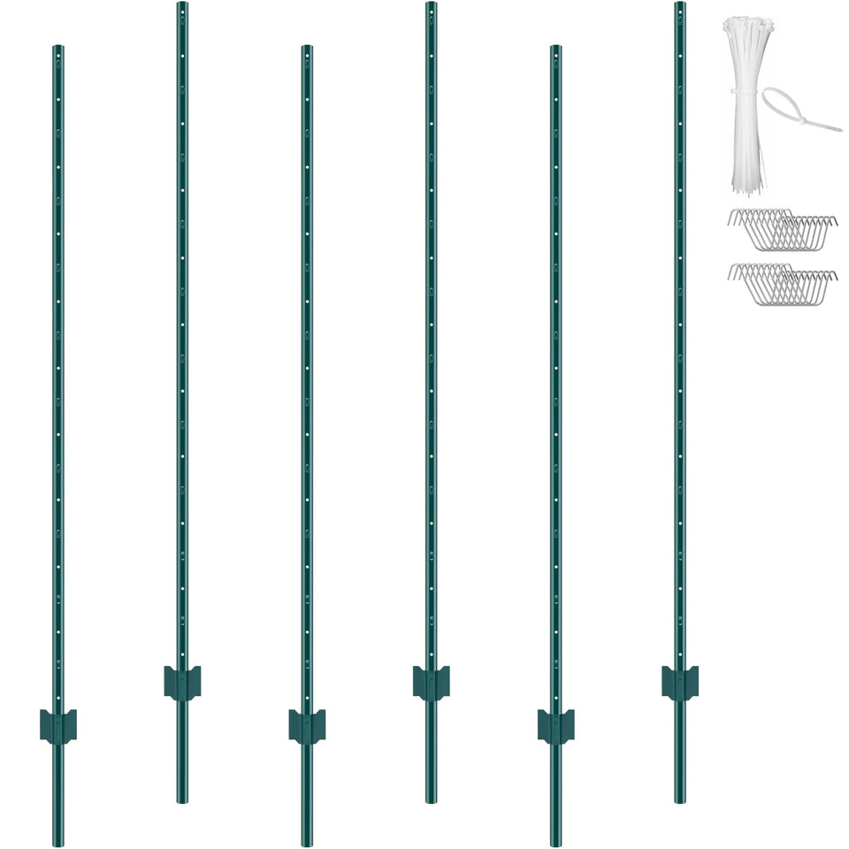VEVOR 6 ft U-channel post, front view, ideal for durable garden fencing.