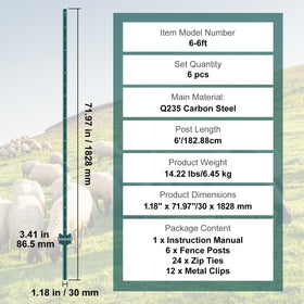 VEVOR 6 ft posts set up easily in yards, gardens, and orchards.