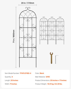VEVOR 71x20 in rustproof trellis delivers all-weather durability for year-round use.