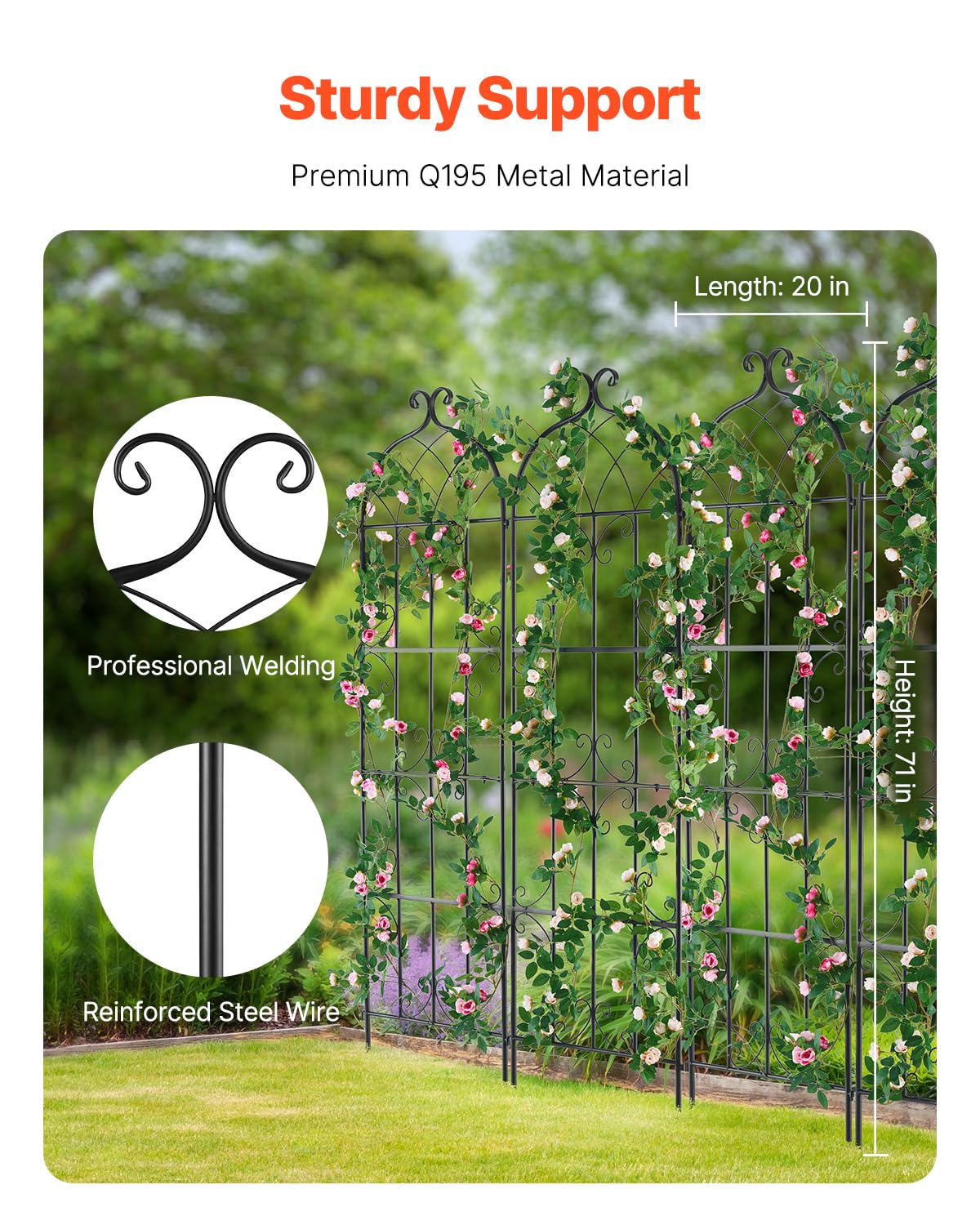 VEVOR 71x20 in rustproof trellis provides cucumber-support for productive vines.