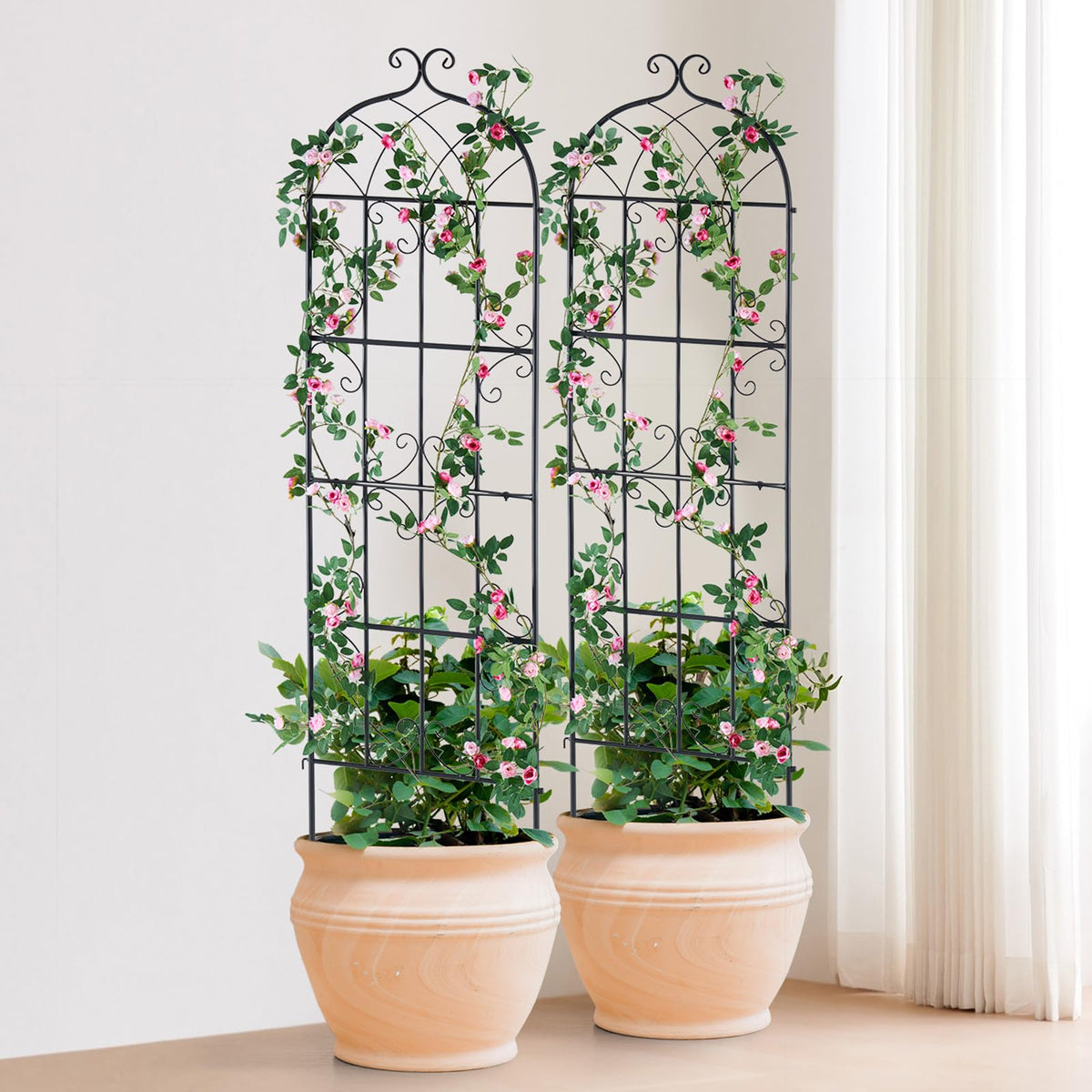 VEVOR 71x20 in rustproof trellis provides strong support for heavy plants.