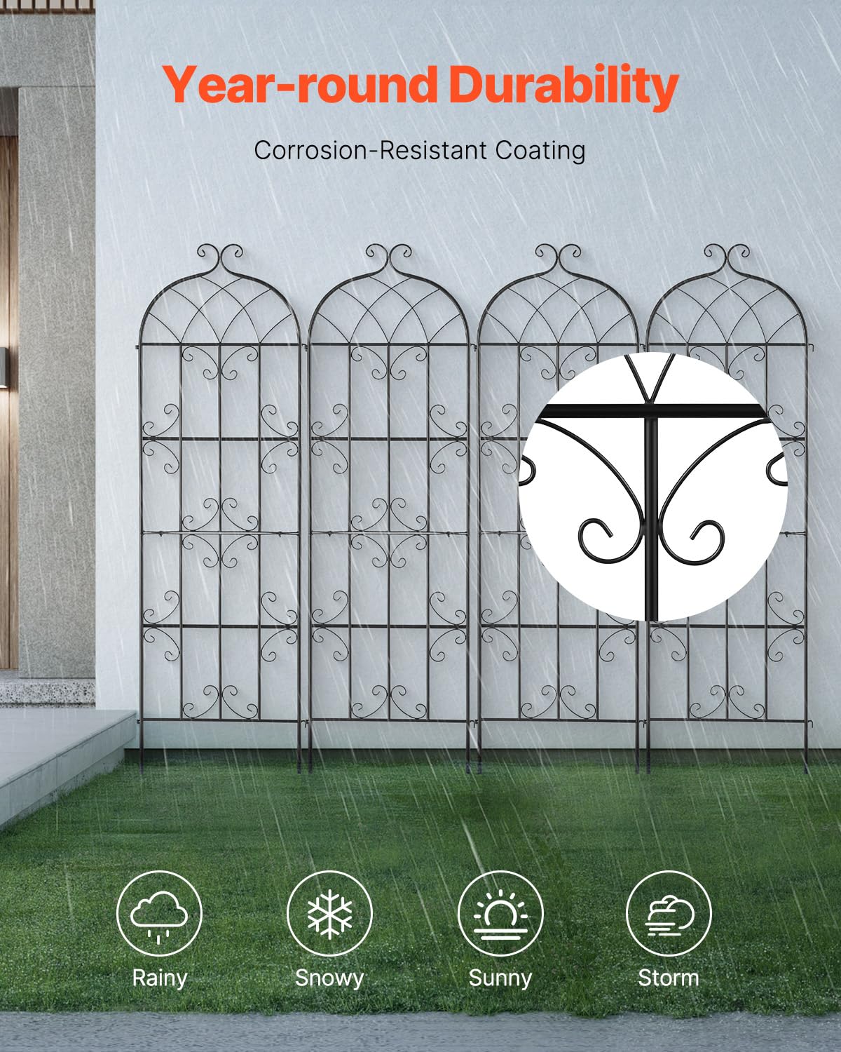VEVOR 71x20 in rustproof trellis supports ivy-climbing vines with ease.