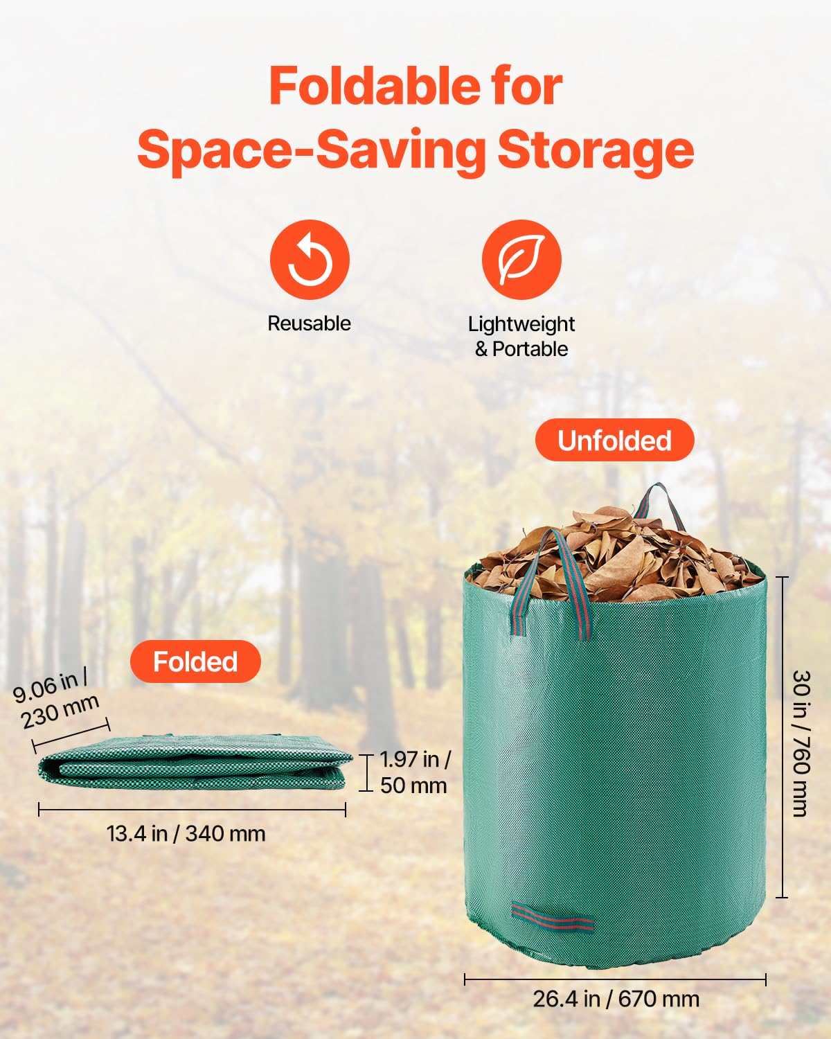 VEVOR collapsible design folds flat for easy storage.