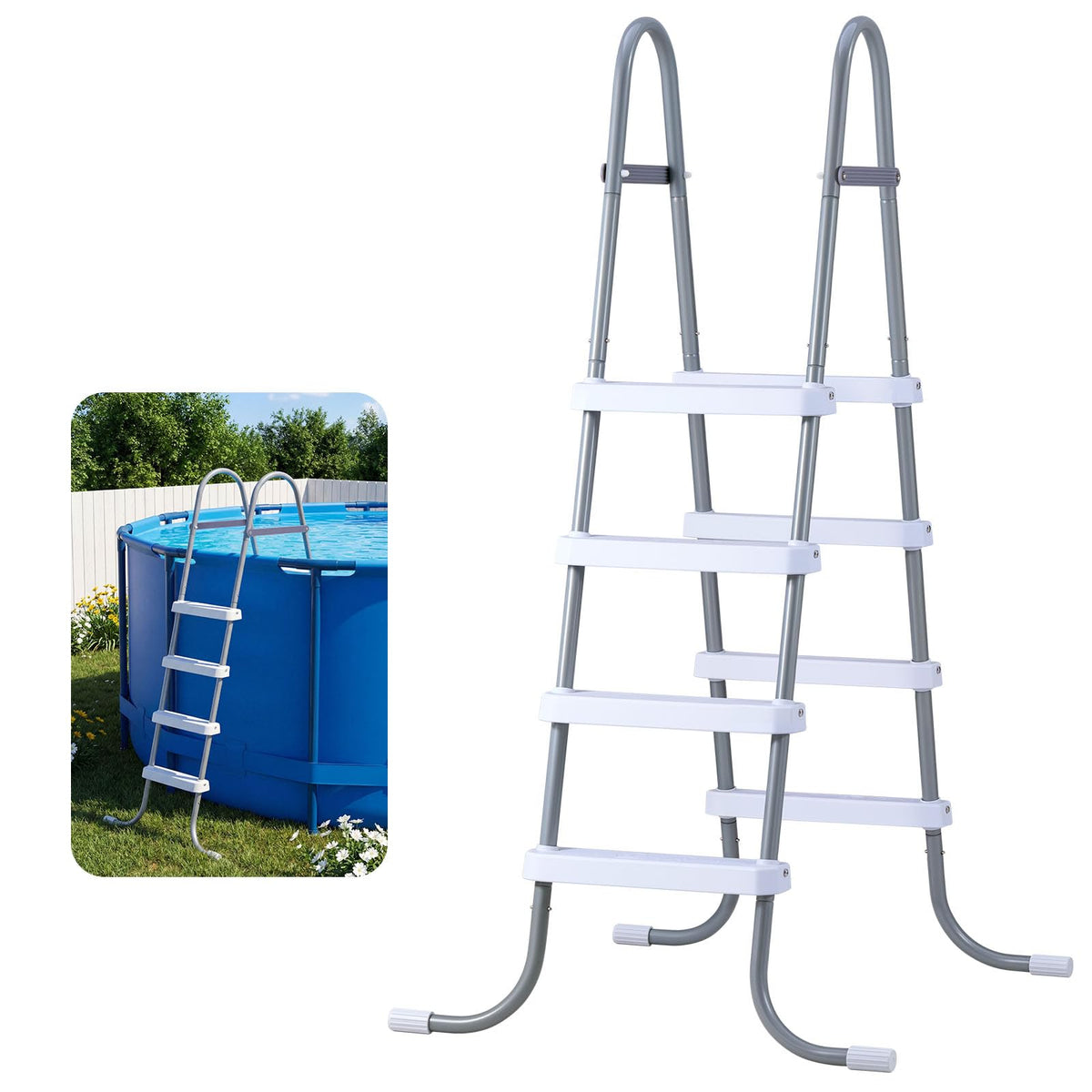 VEVOR above-ground pool ladder with 4-step design for easy entry and exit.