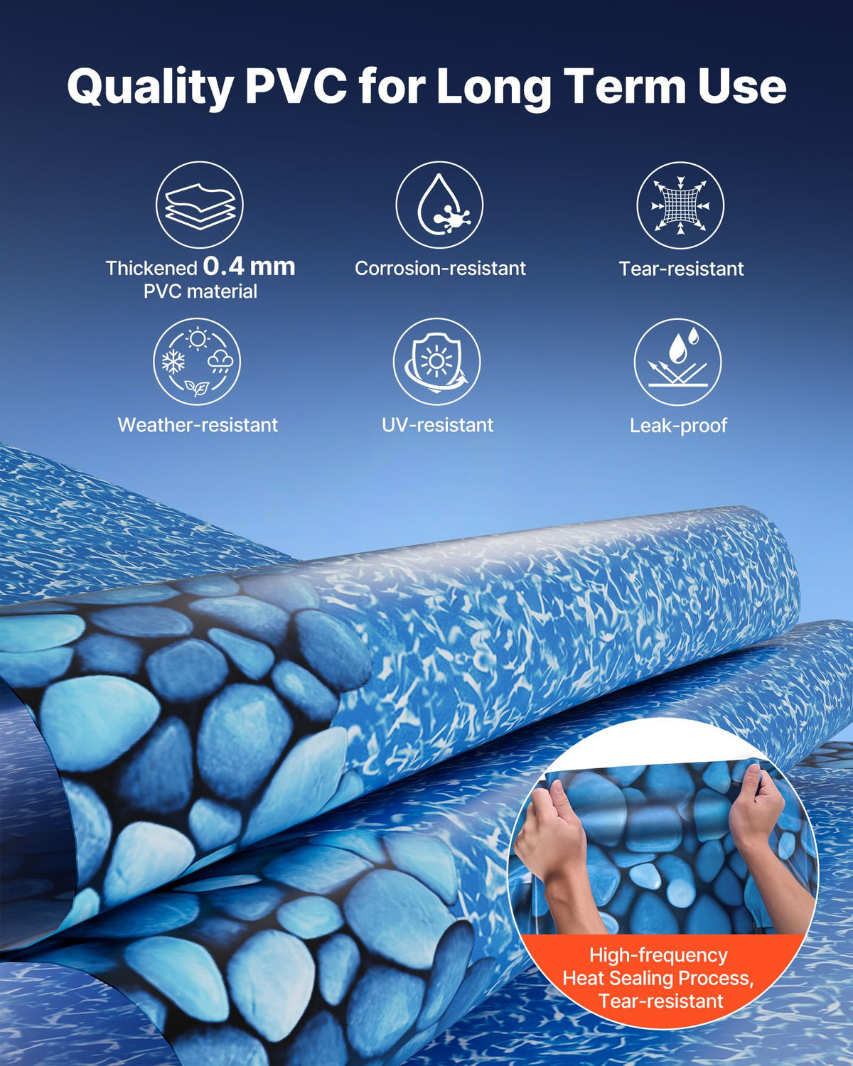 VEVOR all-season liner remains flexible in sun and cold.