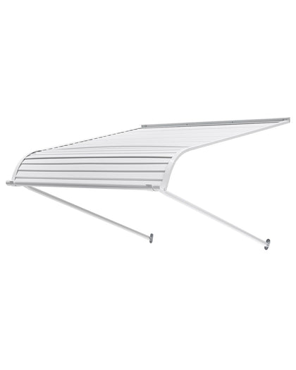 VEVOR aluminum awning front view shows durable door protection from sun and rain