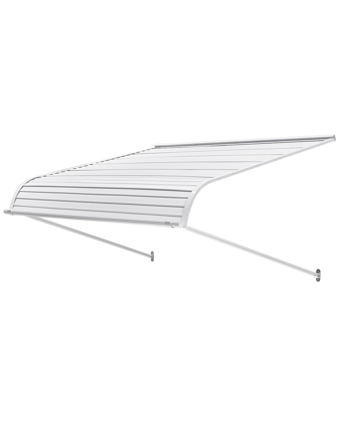 VEVOR aluminum awning at the front door for shade and rain protection.