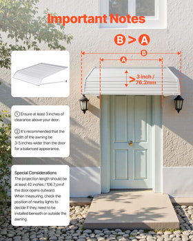 VEVOR aluminum awning drainage system channels rain away for a dry canopy