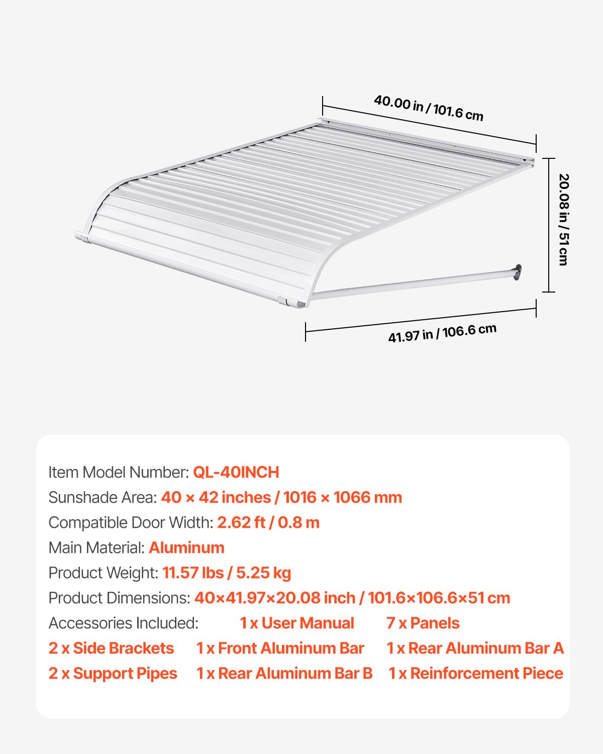 VEVOR aluminum awning home exterior fits modern houses with durable metal construction