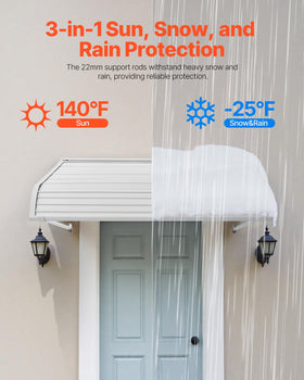 VEVOR awning drainage system keeps outdoor space dry in rain.