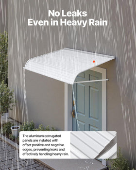 VEVOR aluminum awning over windows protects siding from sun.