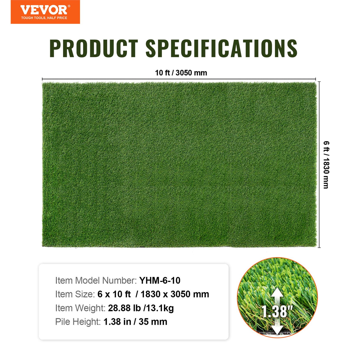 VEVOR artificial grass turf suitable for outdoor and indoor use across spaces.
