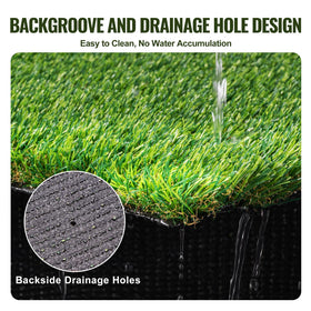 VEVOR artificial grass turf back featuring a rubber backing for stability and tear resistance.