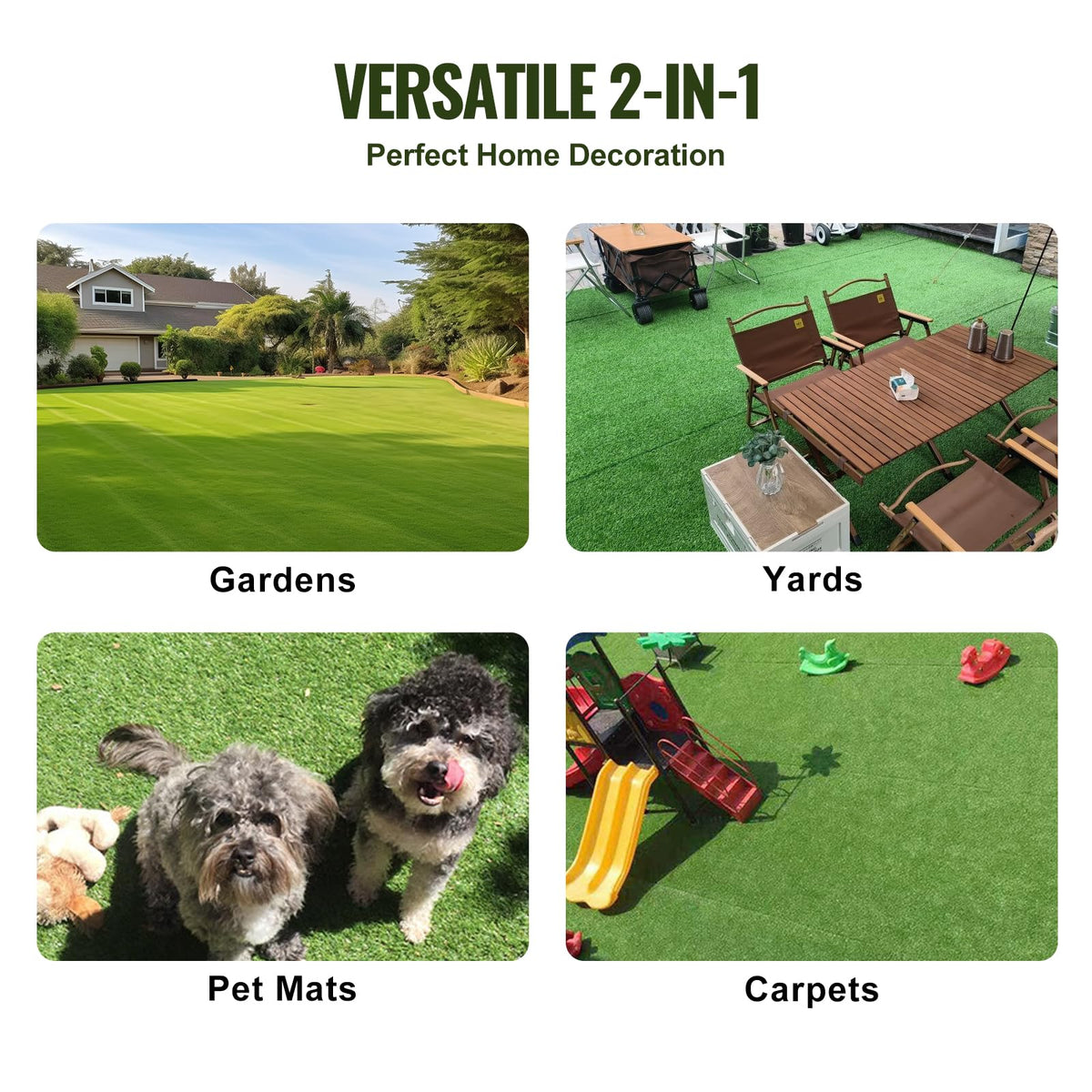 VEVOR artificial grass turf UV-resistant colors stay vibrant in sun.