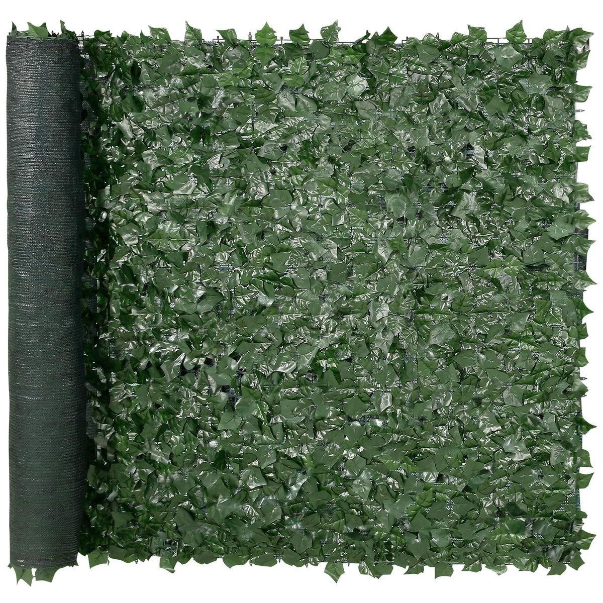 VEVOR artificial ivy fence close-up leaves provide natural privacy backdrop.