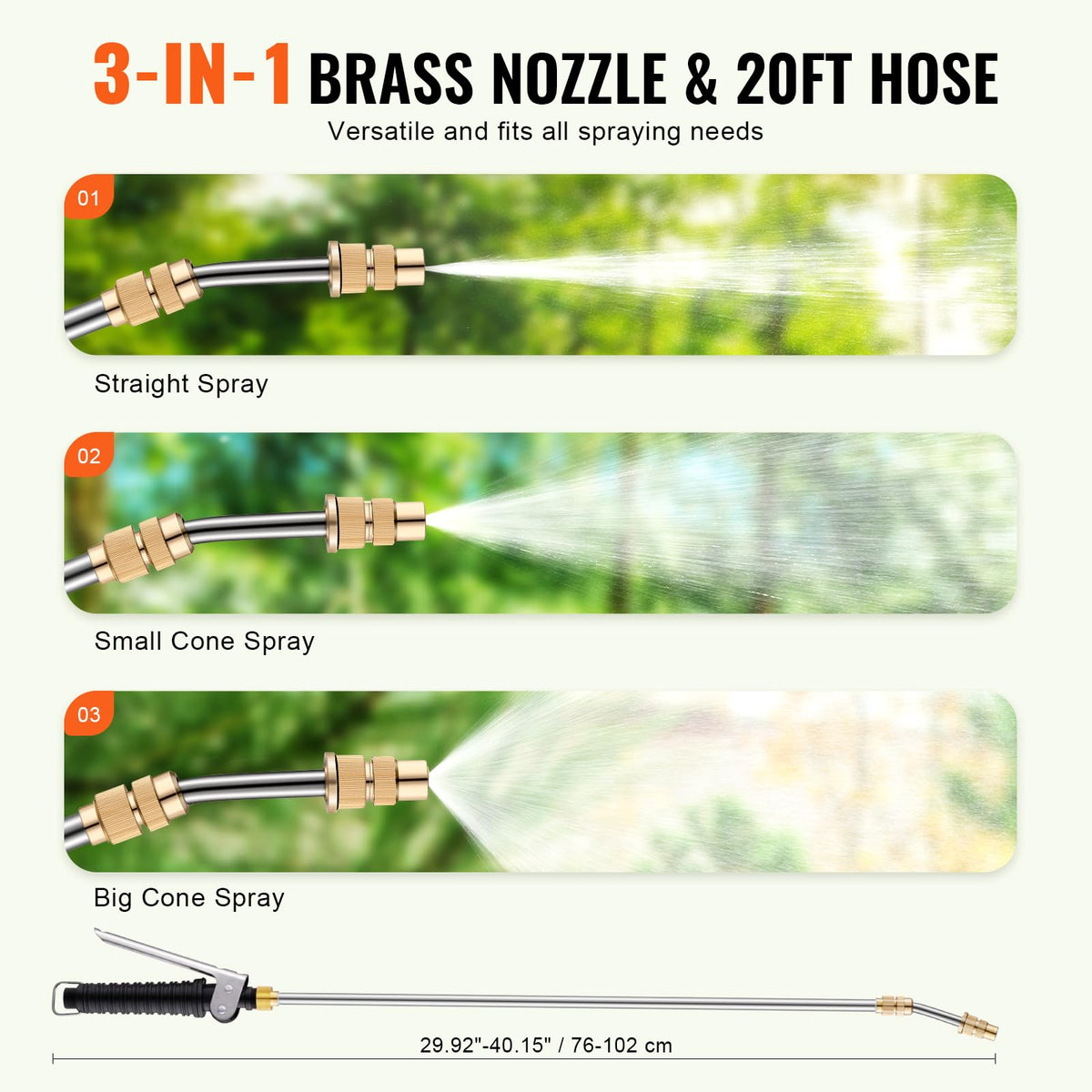 VEVOR ATV Spot Sprayer brass nozzle ensures durable, consistent spray