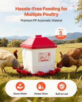 VEVOR waterer handle enables easy relocation around the coop.