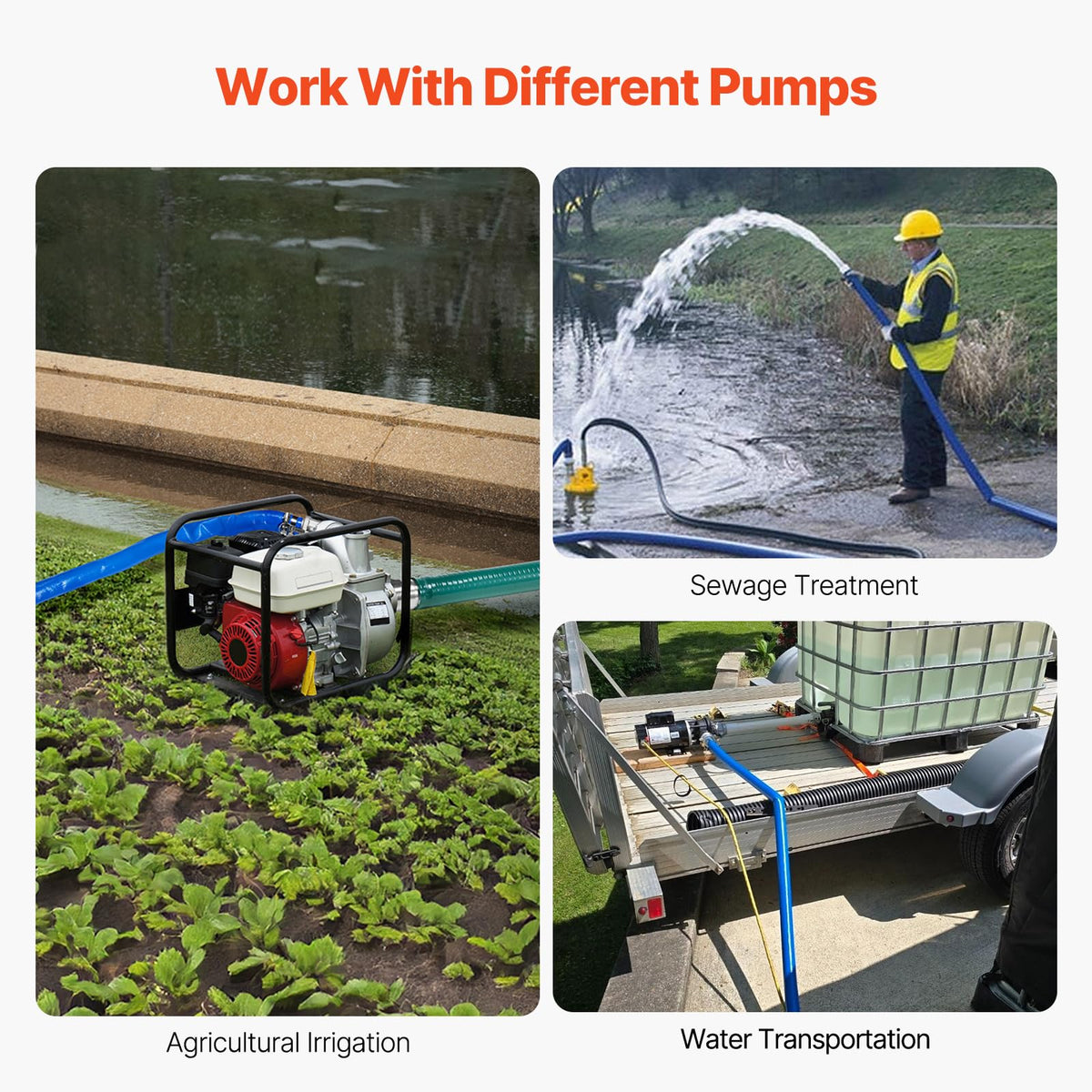 Hose folded flat for easy storage and transport