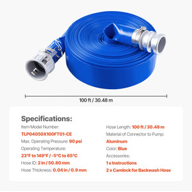 Backwash hose compatible with a wide range of pumps