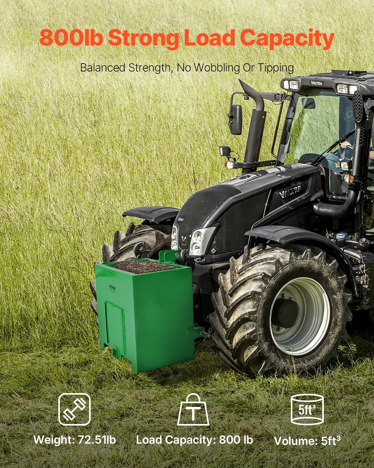VEVOR ballast box sliding door in action enables quick unloading and weight adjustment
