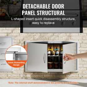 VEVOR BBQ Access Door detailed frame highlights rust resistance and easy cleaning