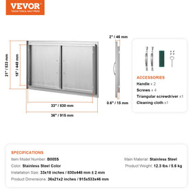 VEVOR BBQ Access Door ergonomic handles provide comfortable opening in outdoor settings