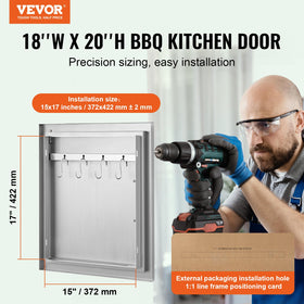 VEVOR BBQ access door dimension drawing aids precise installation planning.