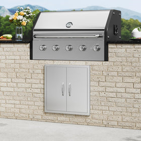 VEVOR BBQ access door double-layer steel withstands outdoor conditions.