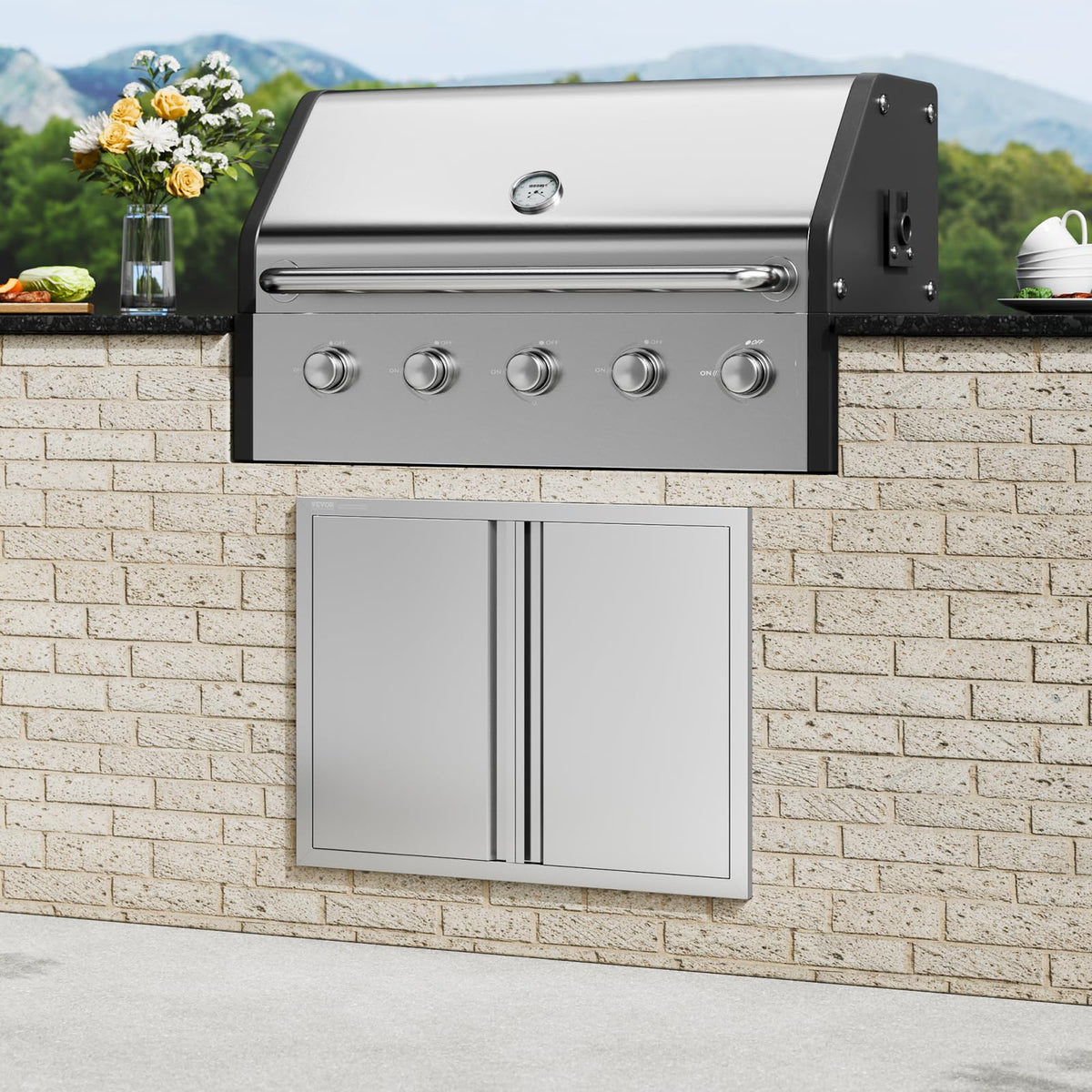 VEVOR BBQ access door flush panel creates seamless outdoor cabinetry.