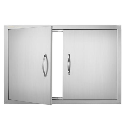 VEVOR BBQ access door front view highlighting seamless stainless steel finish for outdoor kitchens