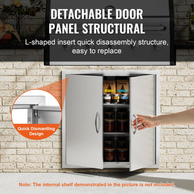 VEVOR BBQ Access Door handle detail shows ergonomic zinc alloy grip