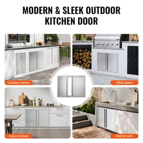 VEVOR BBQ access door hidden handle provides a sleek look.