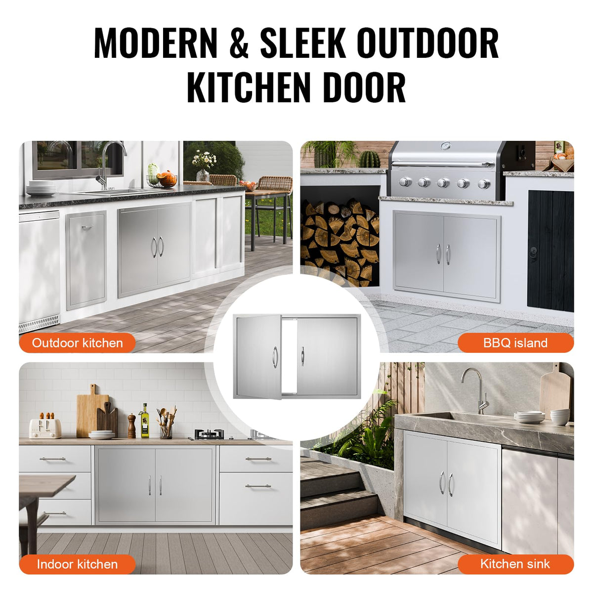 VEVOR BBQ Access Door hooks-storage feature adds room for tools.