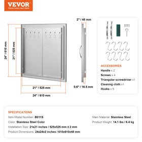 VEVOR BBQ access door installation template enables precise mounting.