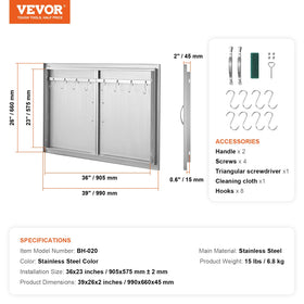 VEVOR BBQ Access Door install-template shows precise mounting diagram.